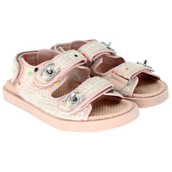 Chanel Quilted 35 Tweed Fabric Cc Dad Sandals CC-1109P-0017 - Picture 5 of 11